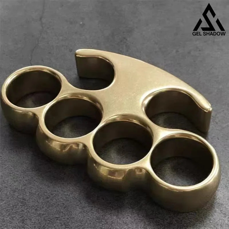 GS193 Old Style Classic Stonewashed Brass Knuckle Duster Brass Pocket Knives - Tophatter Daily Deals