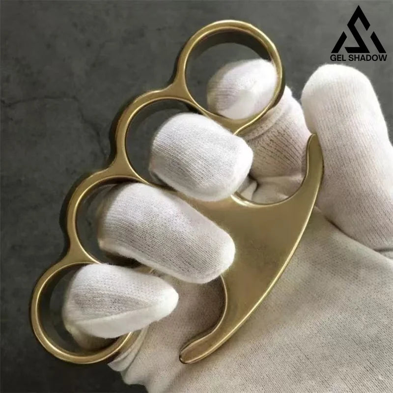 GS193 Old Style Classic Stonewashed Brass Knuckle Duster Pocket Knives - Tophatter Daily Deals