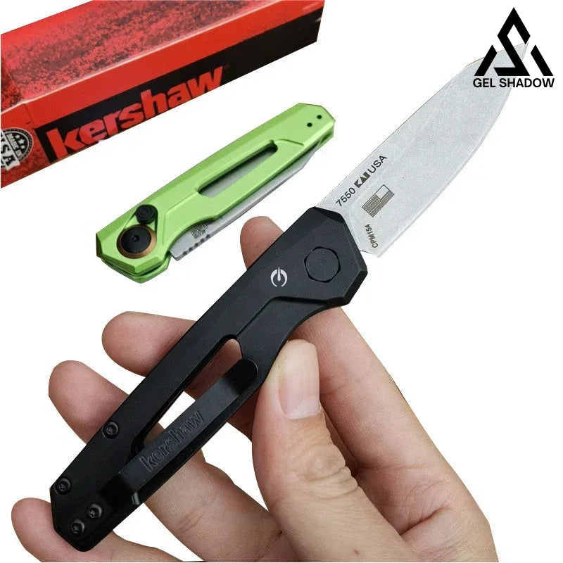 GS198 Kershaw 7550 Outdoor Folding Knife, Aviation Aluminum Alloy Handle Black and White Knife - Tophatter Daily Deals