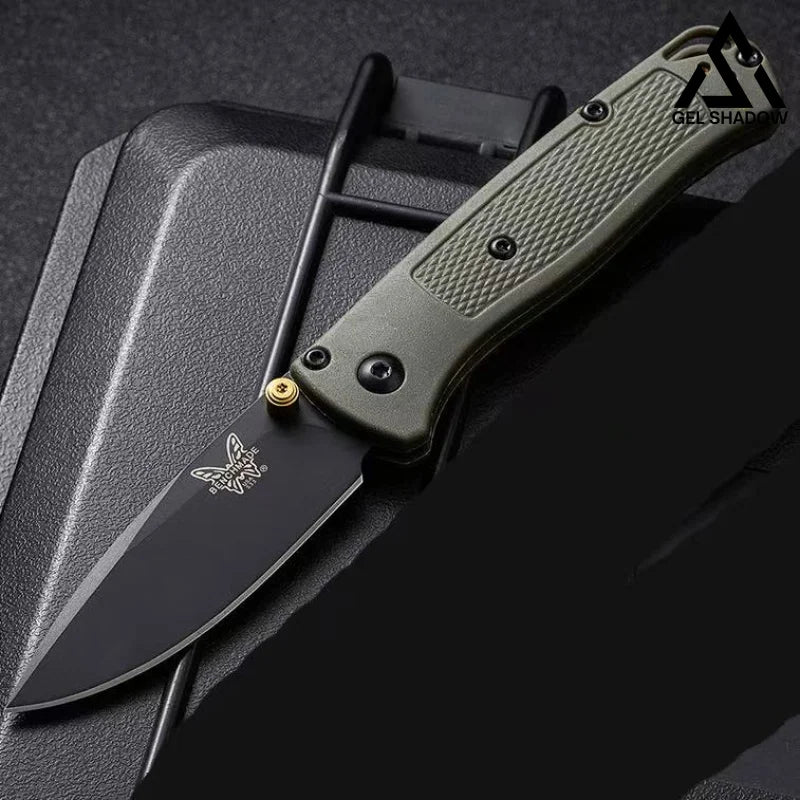 GS199 BM535 BUGOUT Damascus Steel, Carbon Fiber Handle Folding Knife Green Knife - Tophatter Daily Deals
