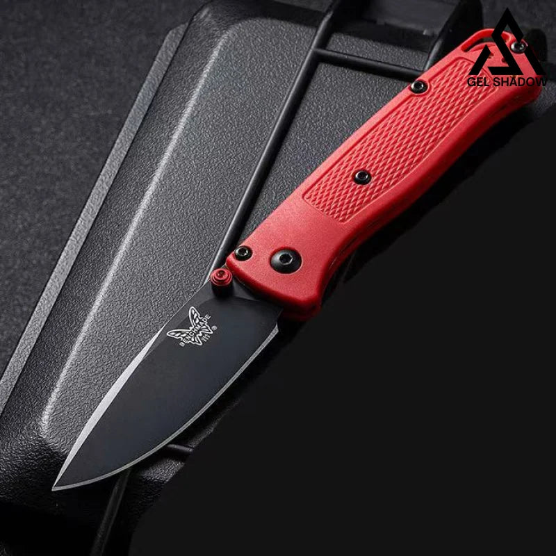GS199 BM535 BUGOUT Damascus Steel, Carbon Fiber Handle Folding Knife Red Knife - Tophatter Daily Deals