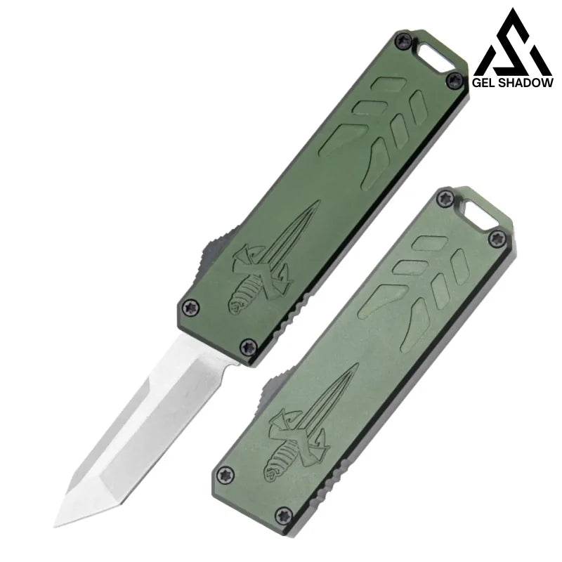 GS205 Microtech Small outdoor folding knife Green Square head Knife - Tophatter Daily Deals