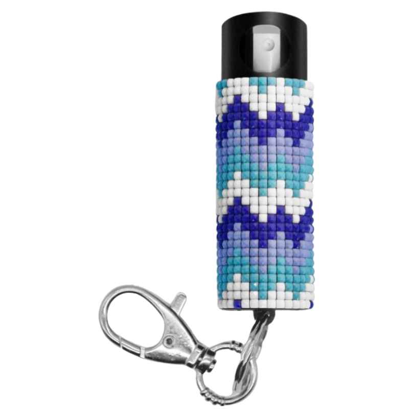 Blue Beaded Mosaic Pepper Spray Keychain Pepper Spray - Tophatter Daily Deals