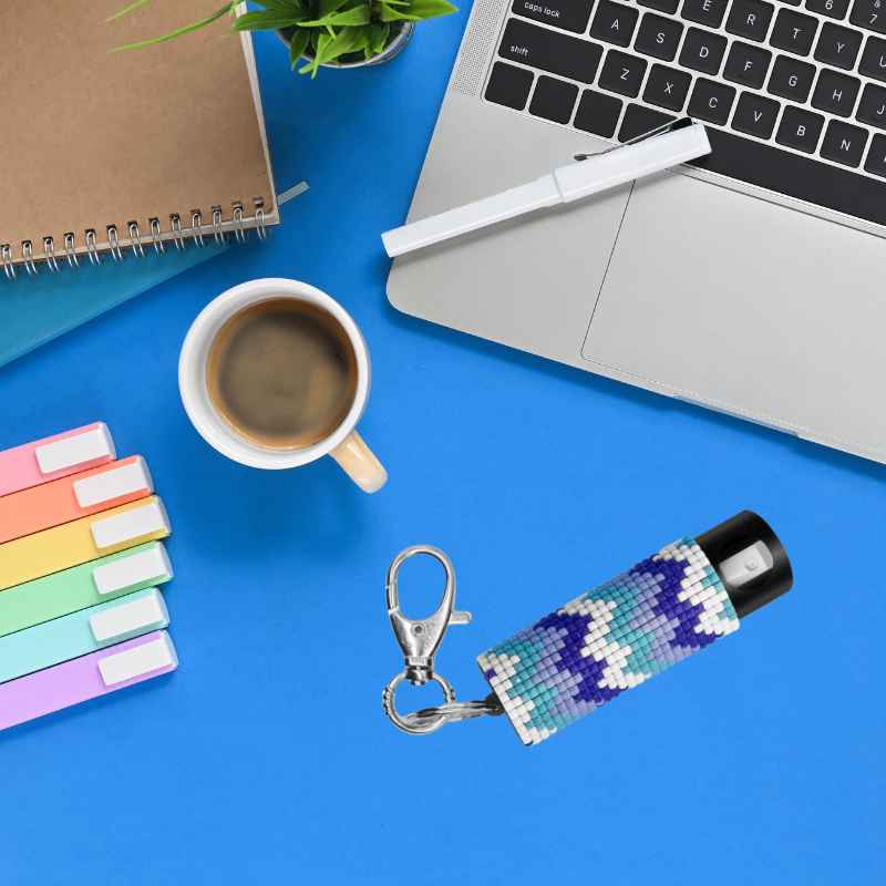 Blue Beaded Mosaic Pepper Spray Keychain Pepper Spray - Tophatter Daily Deals