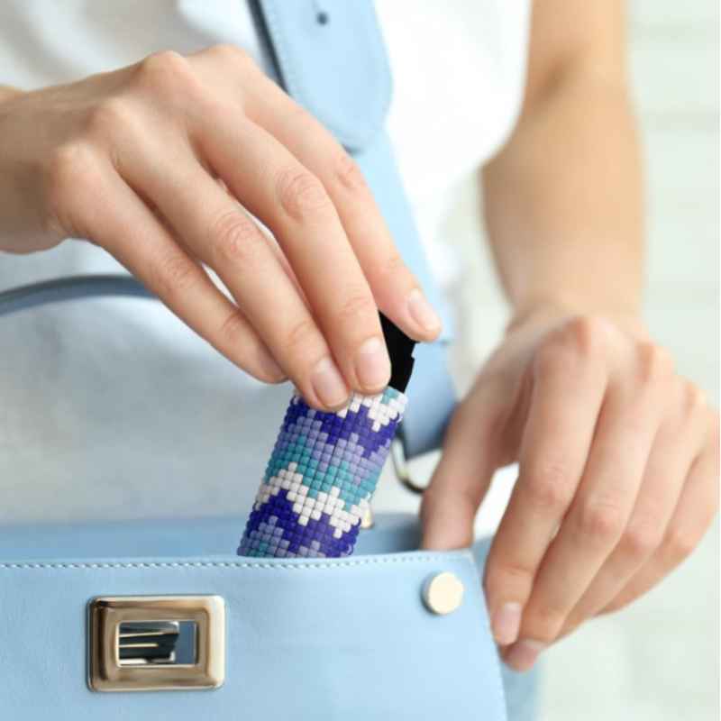 Blue Beaded Mosaic Pepper Spray Keychain Pepper Spray - Tophatter Daily Deals