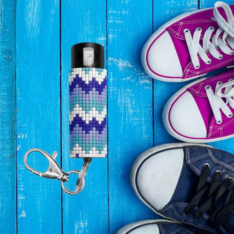 Blue Beaded Mosaic Pepper Spray Keychain Pepper Spray - Tophatter Daily Deals