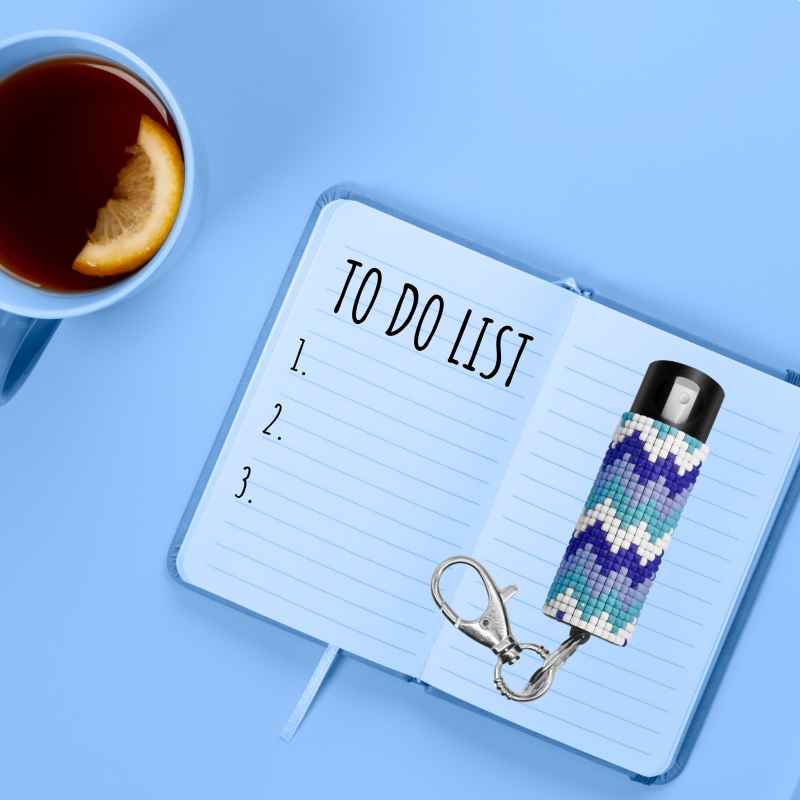 Blue Beaded Mosaic Pepper Spray Keychain Pepper Spray - Tophatter Daily Deals