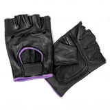 Hot Leathers Ladies Fingerless Gloves Purple Trim Gloves - Tophatter Daily Deals