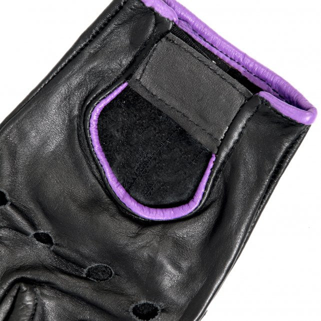 Hot Leathers Ladies Fingerless Gloves Purple Trim Gloves - Tophatter Daily Deals