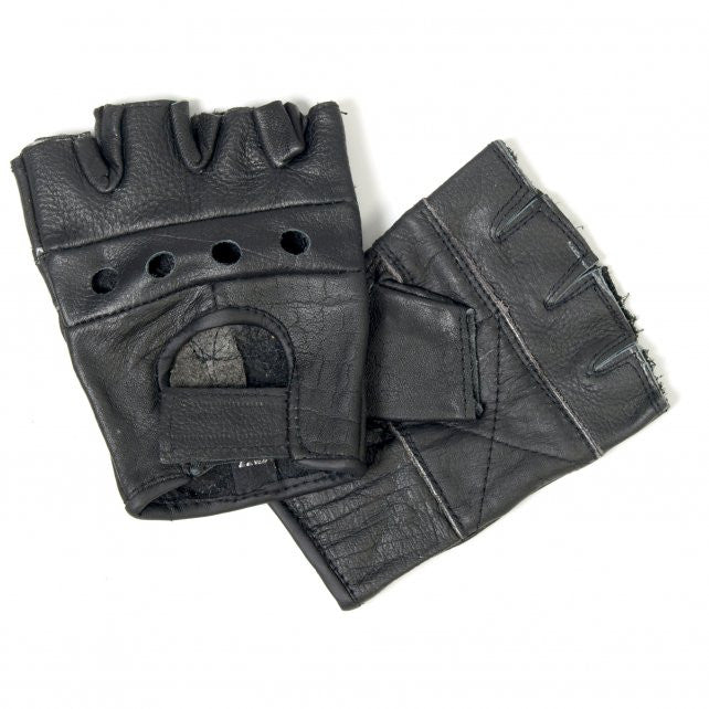 Hot Leathers Fingerless Leather Gloves Gloves - Tophatter Daily Deals