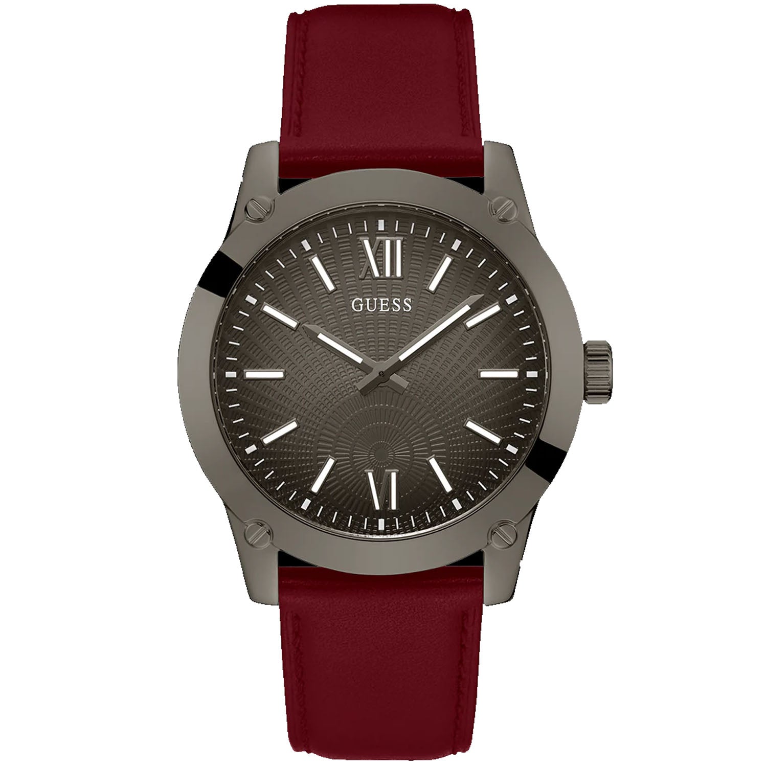Guess Men's Dress Analog Burgundy Gunmetal Gunmetal Dial Watch - GW0628G4 Red Watches - Tophatter Daily Deals