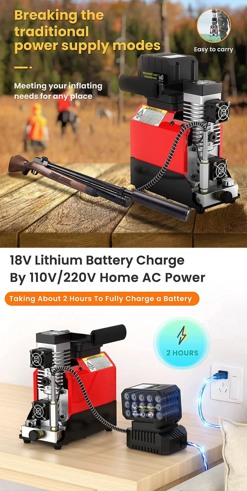 GX E-L2 18V/220V PCP COMPRESSOR WITH BATTERY - Tophatter's Army Deals ACCESSORIES - Tophatter Daily Deals