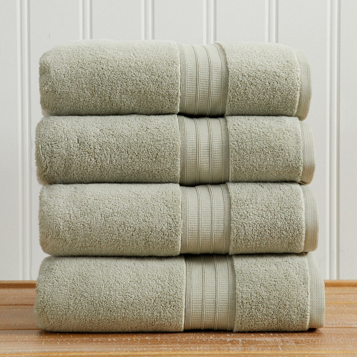 100% Cotton Premium Bath Towel Set - Chiara Collection Bath Towel (Pack of 4) Eucalyptus Bath - Tophatter Daily Deals