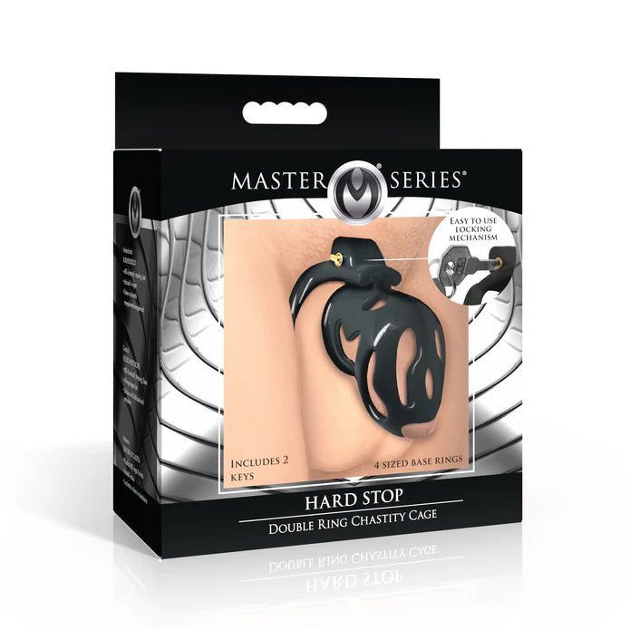 Hard Stop Double Ring Chastity Cage Black > Bondage Gear > Male Chastity - Tophatter Daily Deals