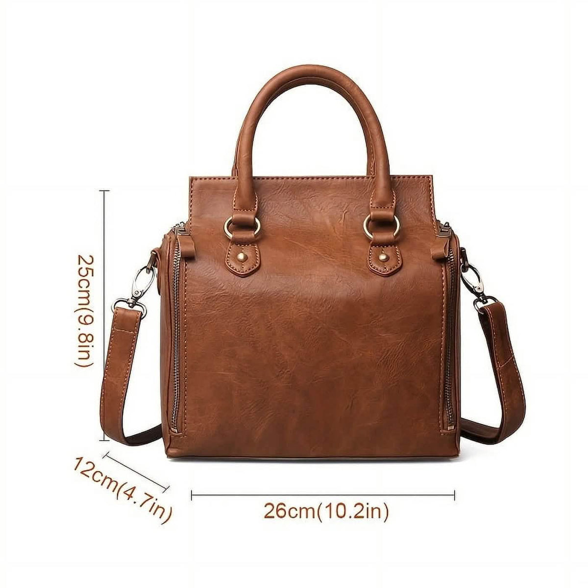 Vintage PU Leather Handbag with Multi Pocket Organizer Insert Handbags & Wallets - Tophatter Daily Deals