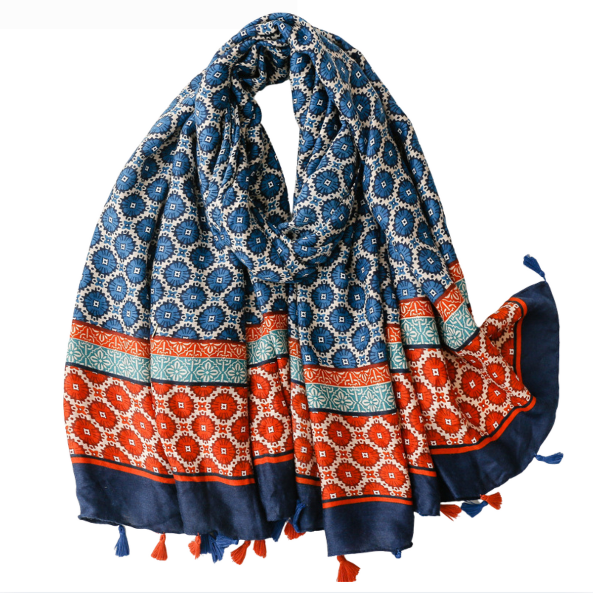 Circle Link Blue and Red Scarf Multi Scarves - Tophatter Daily Deals