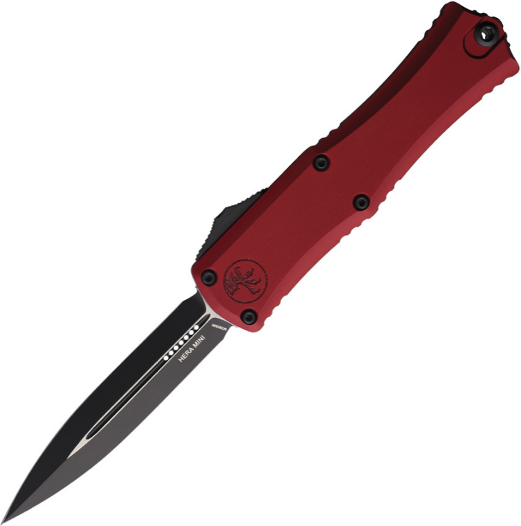 Microtech Hera II Mini - Merlot Handle - D/E Black Blade - 1702M-1MR Automatic Knives - Tophatter Daily Deals