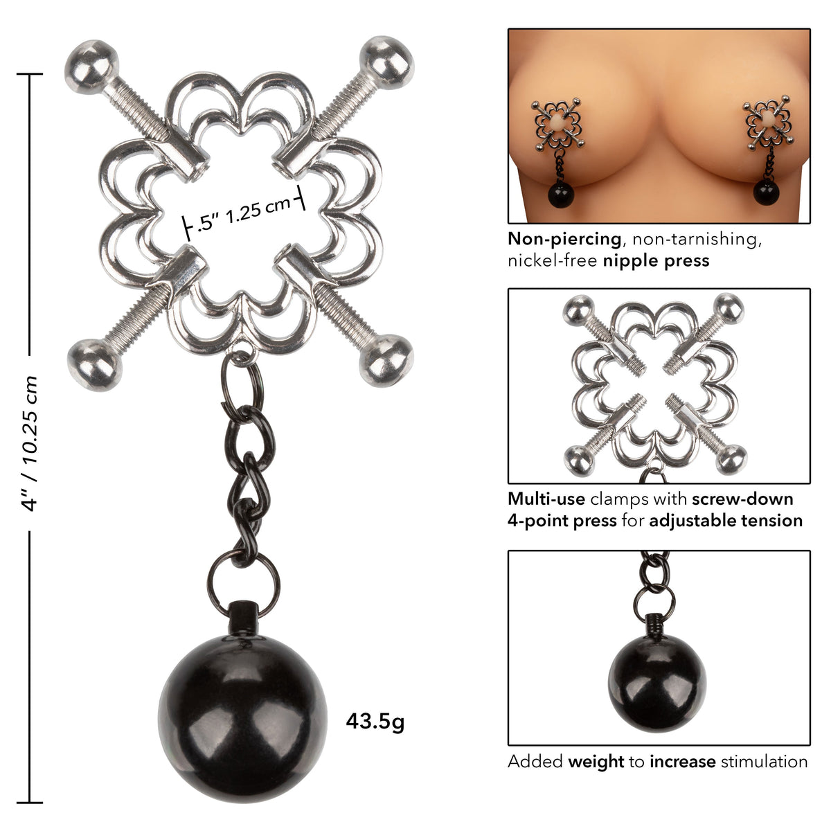 Nipple Grips 4 Point Weighted Nipple Press – 43.5g Nipple Clamp > Sex Toys > Nipple Clamps - Tophatter Daily Deals