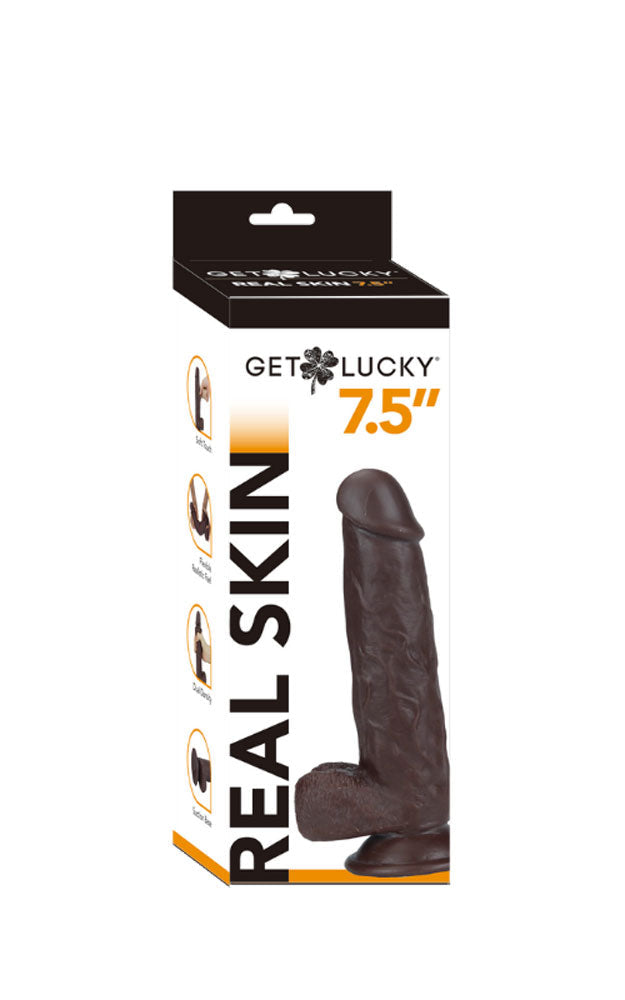 Get Lucky 7.5 Inch Realistic Dark Brown Dildo > Dildos > Realistic Dildos - Tophatter Daily Deals