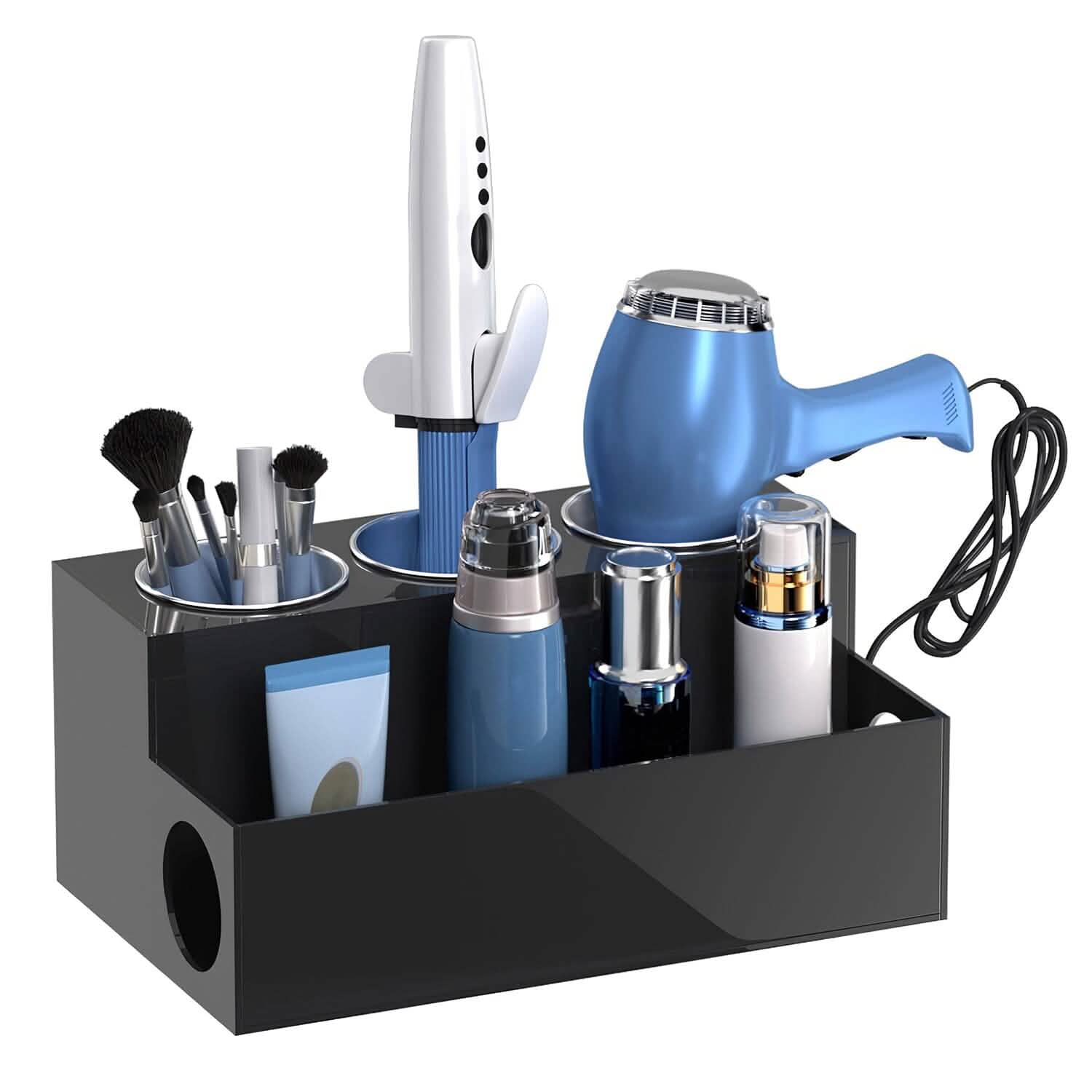 Hair Dryer Organizer with 3 Stainless Steel Cups Storage & Organization - Tophatter Daily Deals