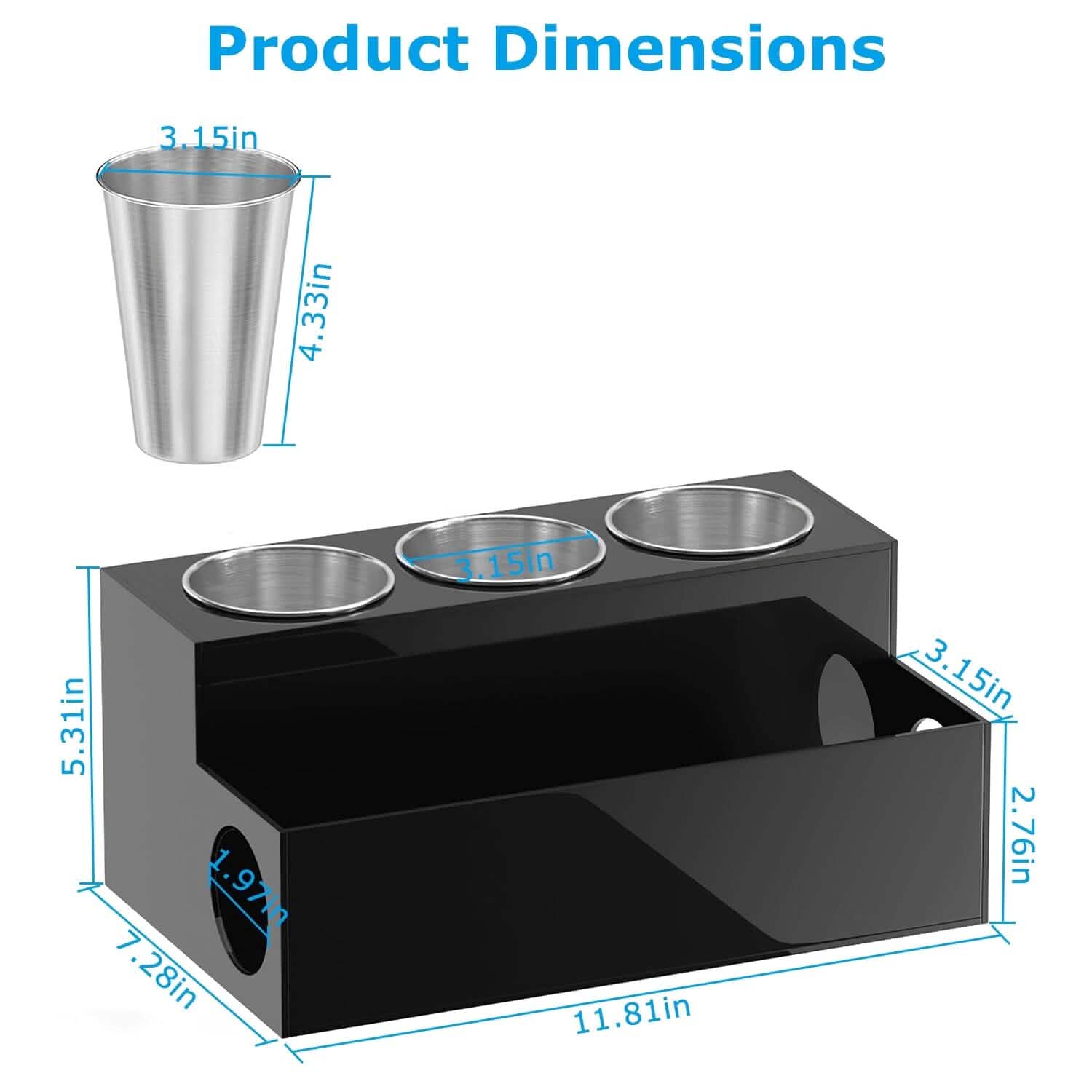 Hair Dryer Organizer with 3 Stainless Steel Cups Storage & Organization - Tophatter Daily Deals