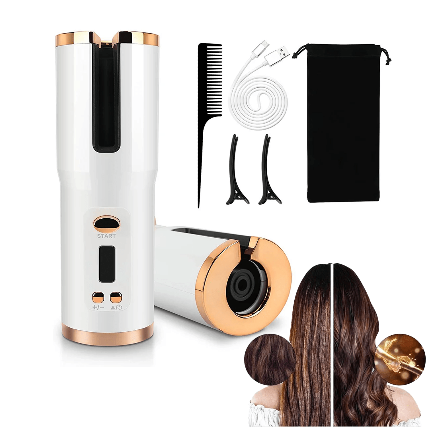 Cordless Automatic Hair Curler UK - Automatic Hair Curler Cordless Curling Iron LCD Wireless Rotating Ceramic Waver Hair Care - Tophatter Daily Deals