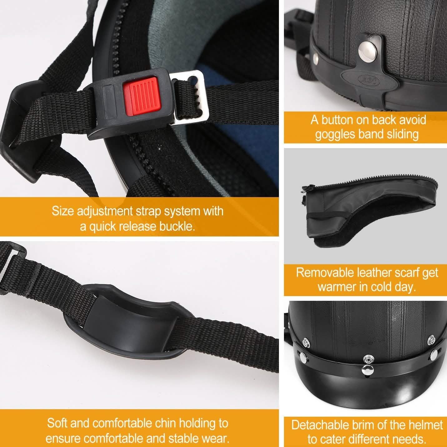 Half Motorcycle Helmet with Pilot Goggles Outdoor Recreation - Tophatter Daily Deals
