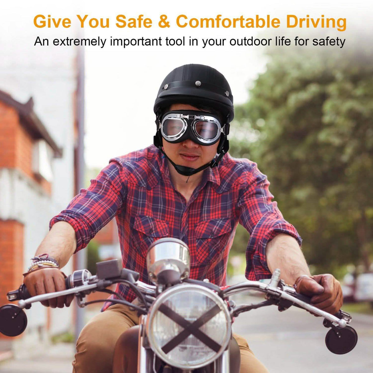 Half Motorcycle Helmet with Pilot Goggles Outdoor Recreation - Tophatter Daily Deals