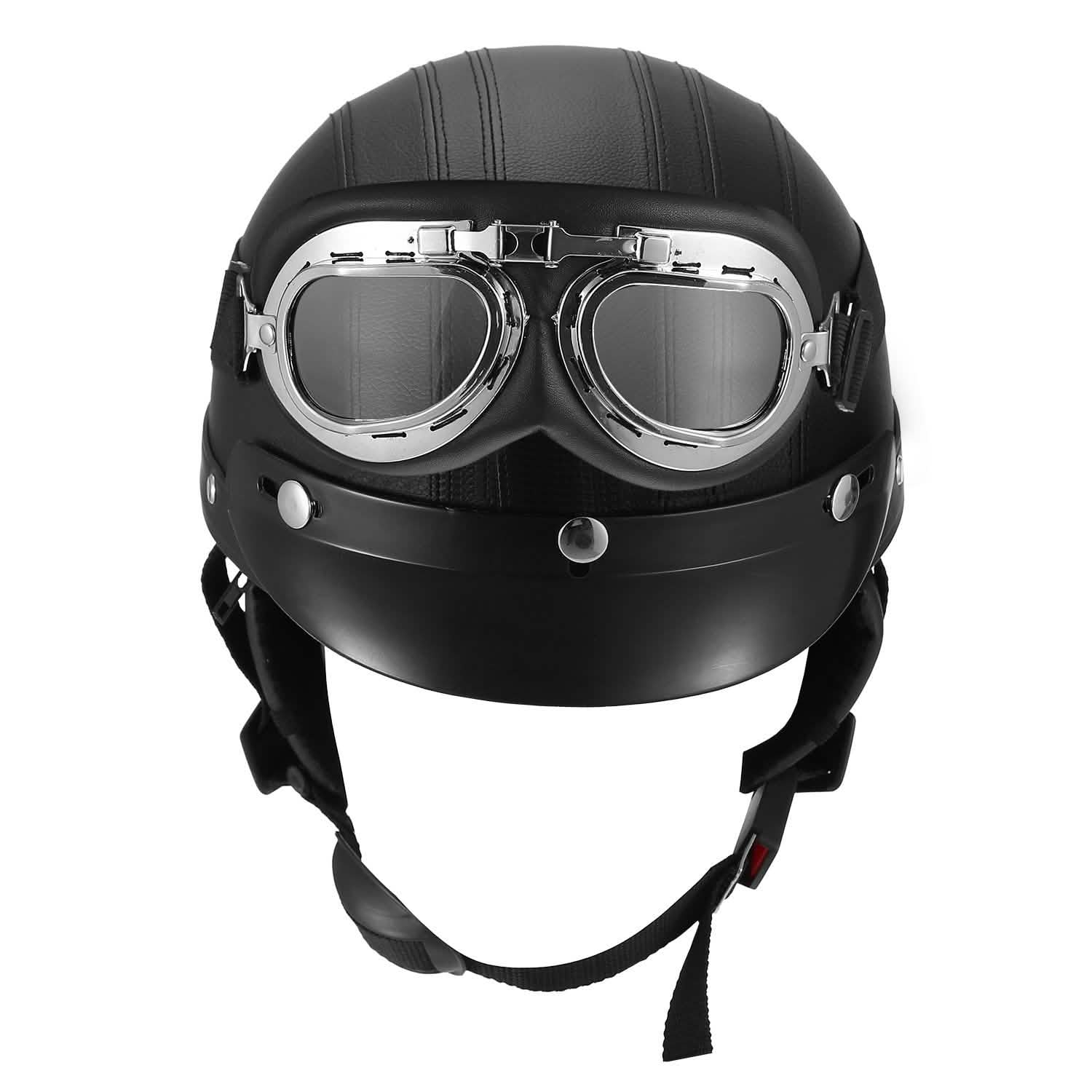 Half Motorcycle Helmet with Pilot Goggles Outdoor Recreation - Tophatter Daily Deals