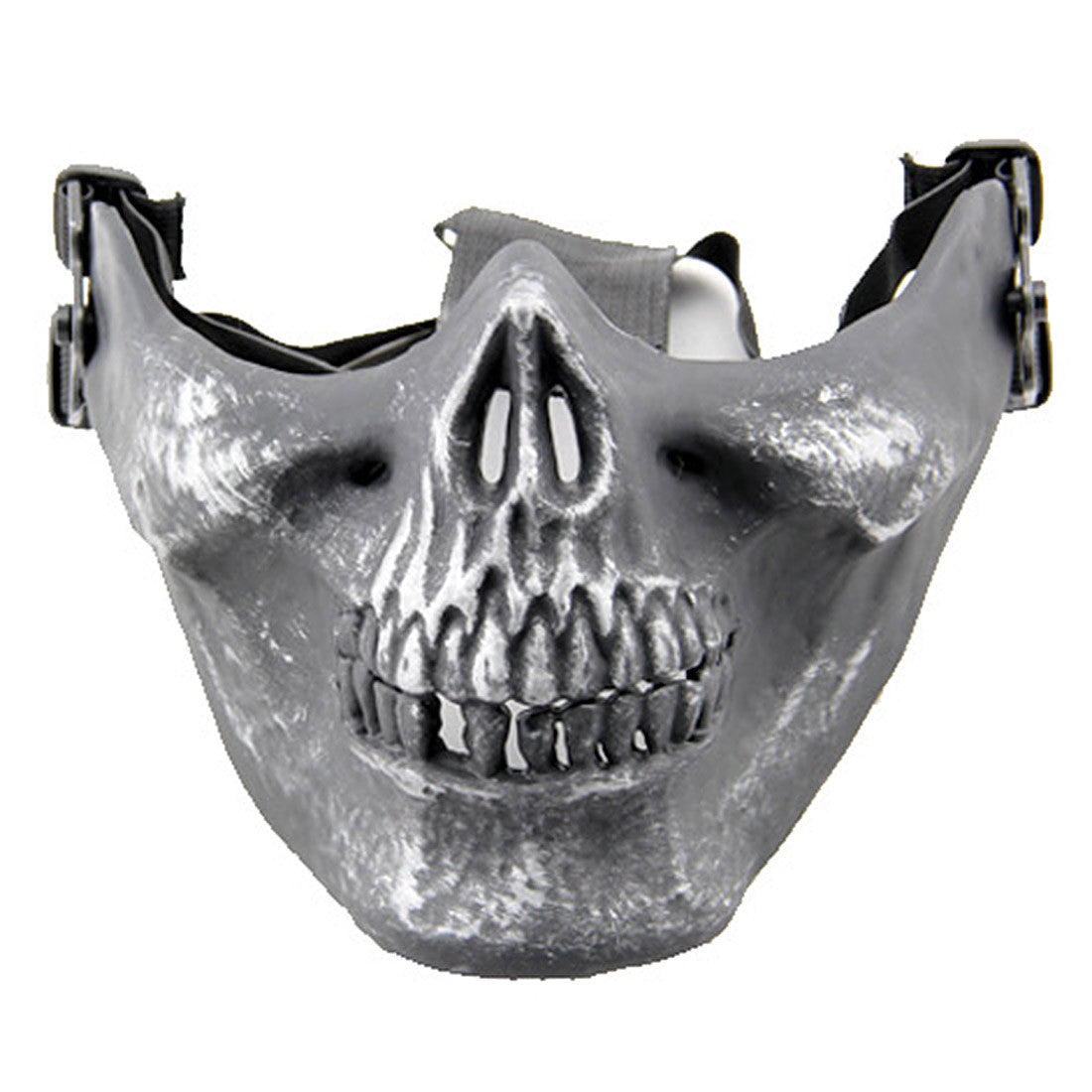 Half Face Wargame Mask Metallic Skeleton Mask Protective Party Festival Face Guard Black Silver Face Mask - Tophatter Daily Deals