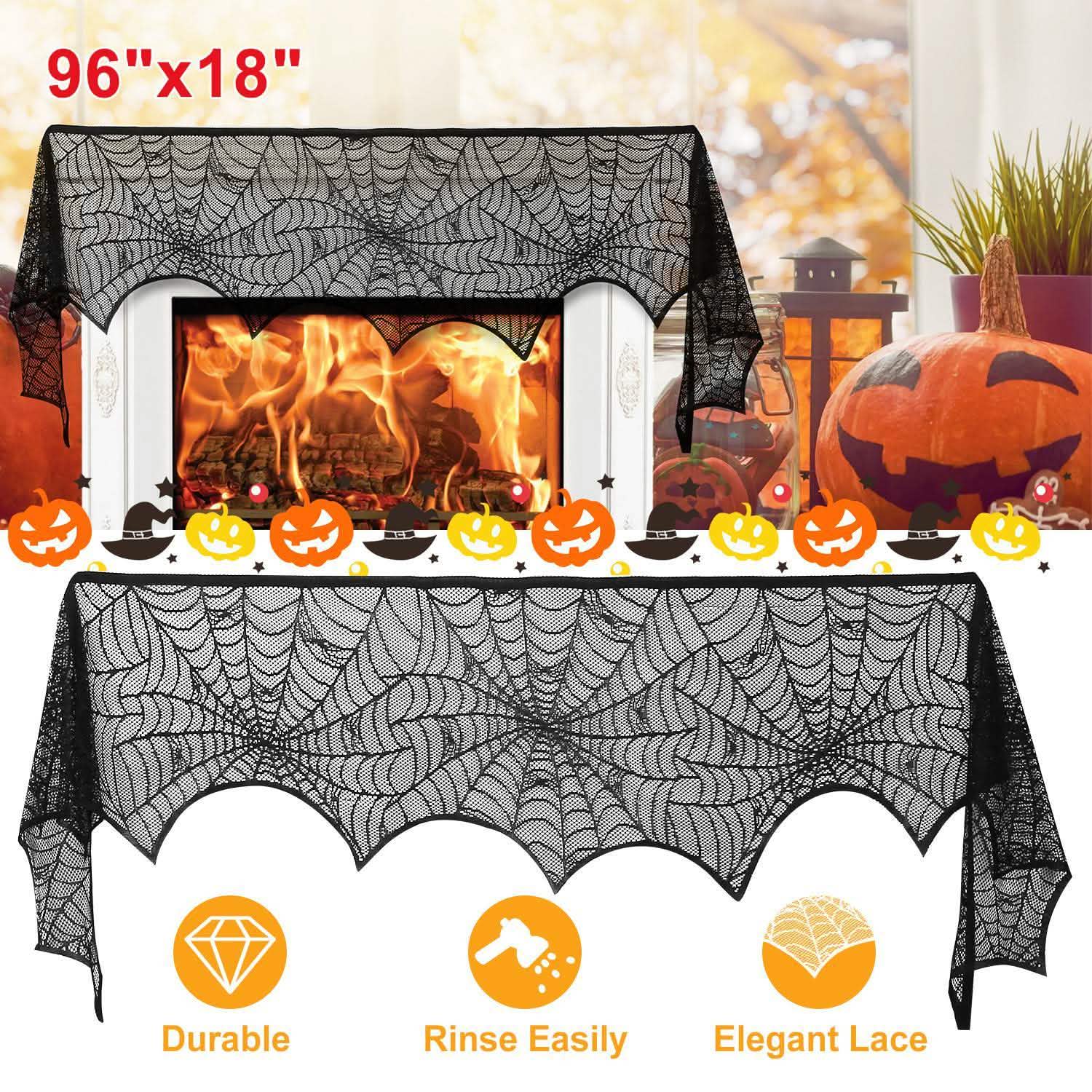 Halloween Decoration Black Lace Spiderweb Seasonal Decor - Tophatter Daily Deals