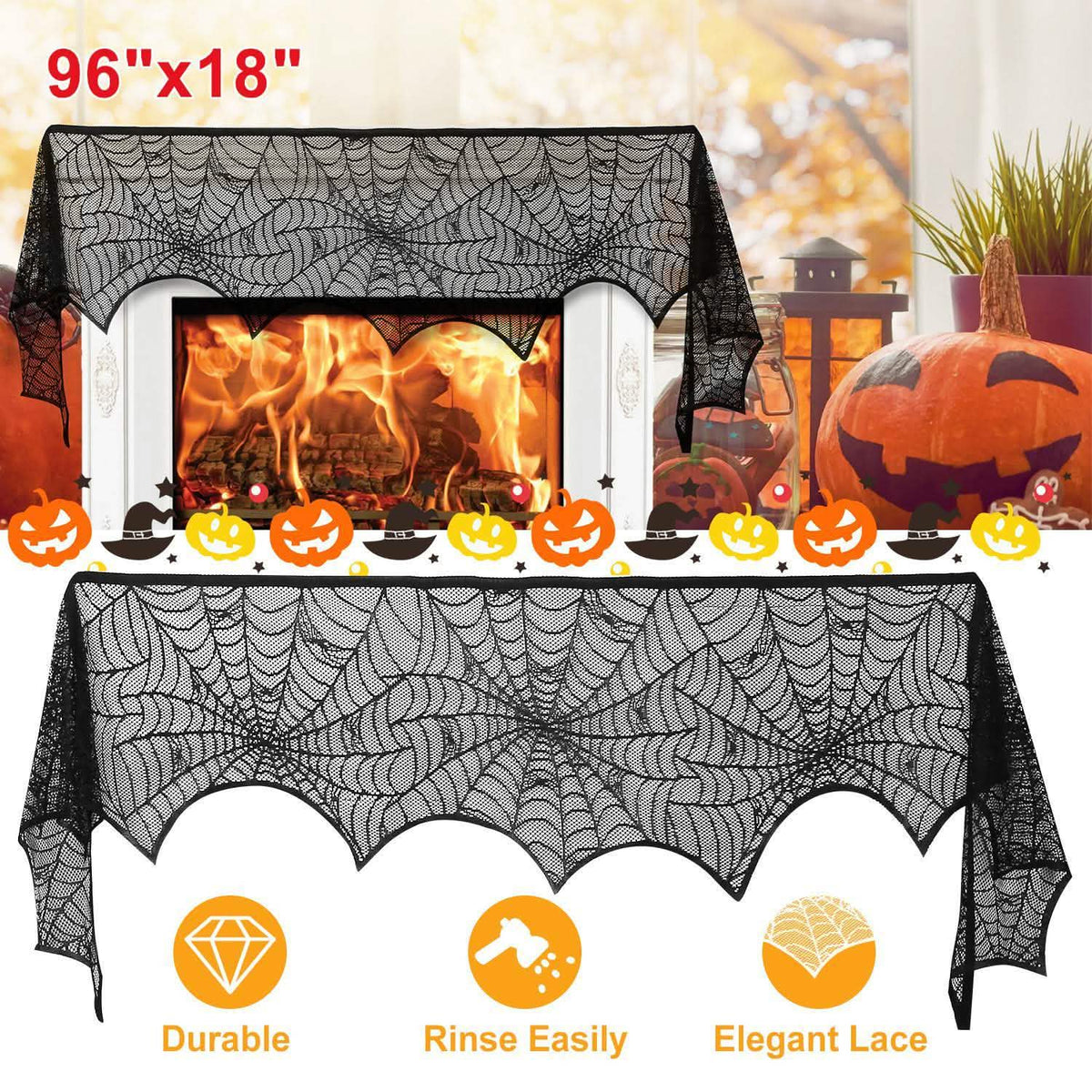 Halloween Decoration Black Lace Spiderweb Seasonal Decor - Tophatter Daily Deals