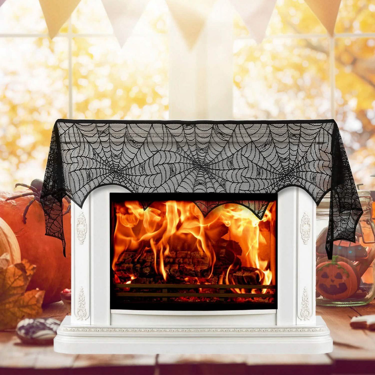 Halloween Decoration Black Lace Spiderweb Seasonal Decor - Tophatter Daily Deals