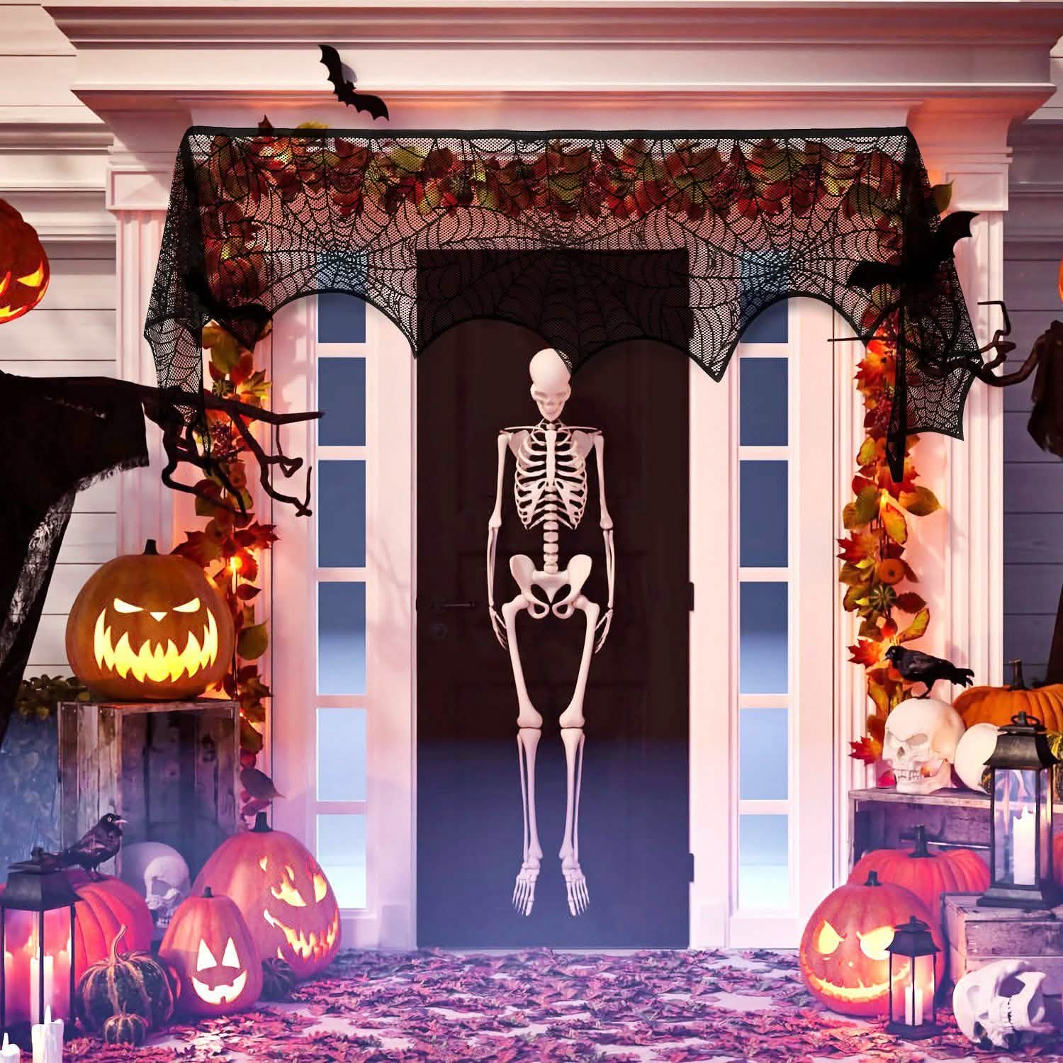 Halloween Decoration Black Lace Spiderweb Seasonal Decor - Tophatter Daily Deals