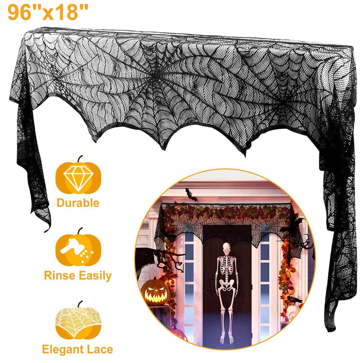 Halloween Decoration Black Lace Spiderweb Seasonal Decor - Tophatter Daily Deals