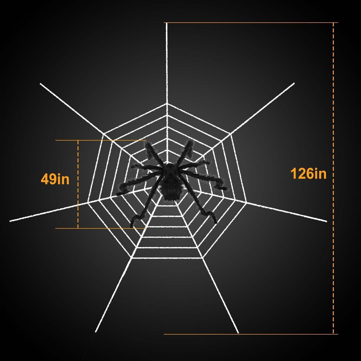 Halloween Decorations Spider 49" with 126" Tarantula Mega Spider Web Seasonal Decor - Tophatter Daily Deals