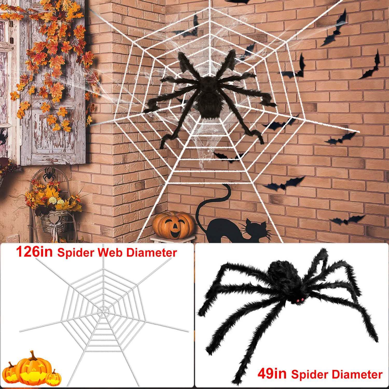 Halloween Decorations Spider 49" with 126" Tarantula Mega Spider Web Seasonal Decor - Tophatter Daily Deals
