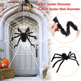 Halloween Decorations Spider 49" with 126" Tarantula Mega Spider Web Seasonal Decor - Tophatter Daily Deals