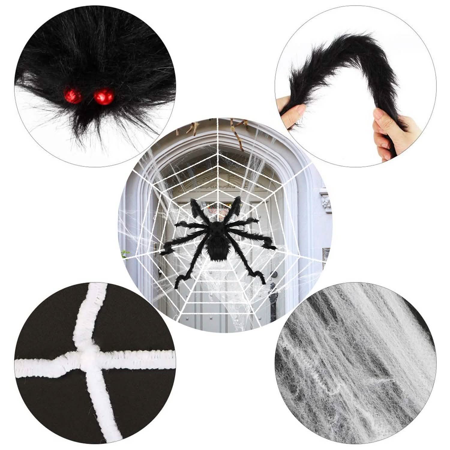 Halloween Decorations Spider 49" with 126" Tarantula Mega Spider Web Seasonal Decor - Tophatter Daily Deals