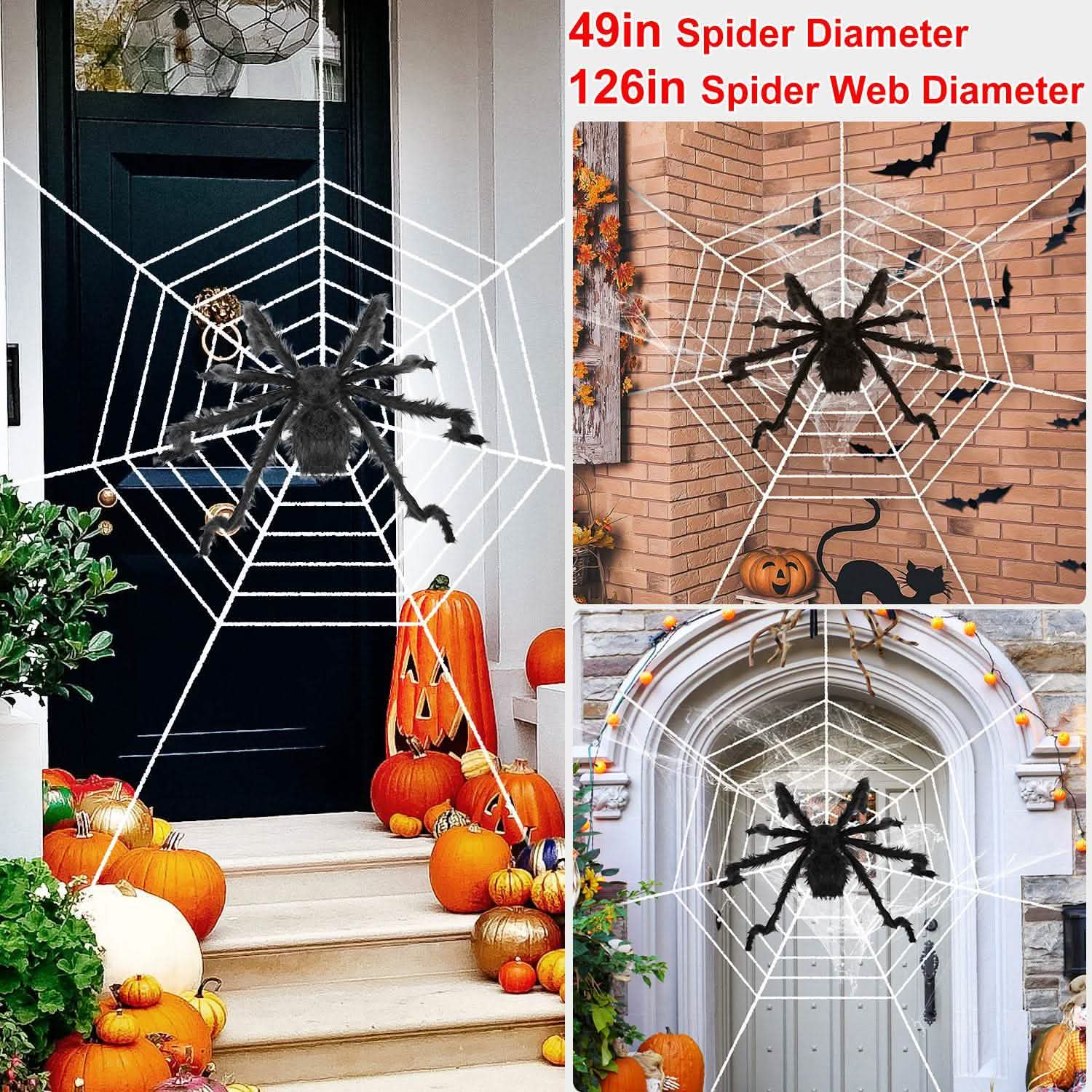 Halloween Decorations Spider 49" with 126" Tarantula Mega Spider Web Seasonal Decor - Tophatter Daily Deals