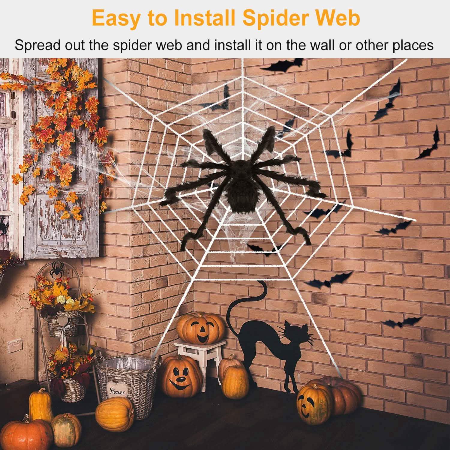 Halloween Decorations Spider Outdoor Stretch Cobweb Seasonal Decor - Tophatter Daily Deals
