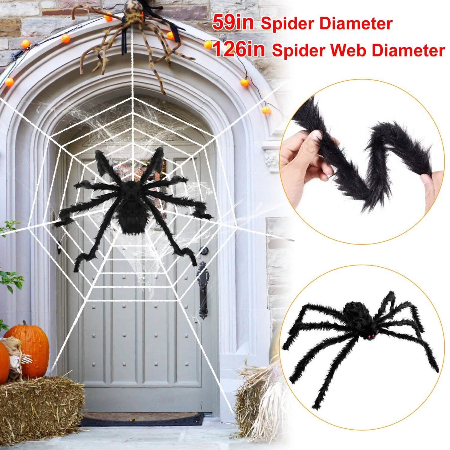 Halloween Decorations Spider Outdoor Stretch Cobweb Seasonal Decor - Tophatter Daily Deals