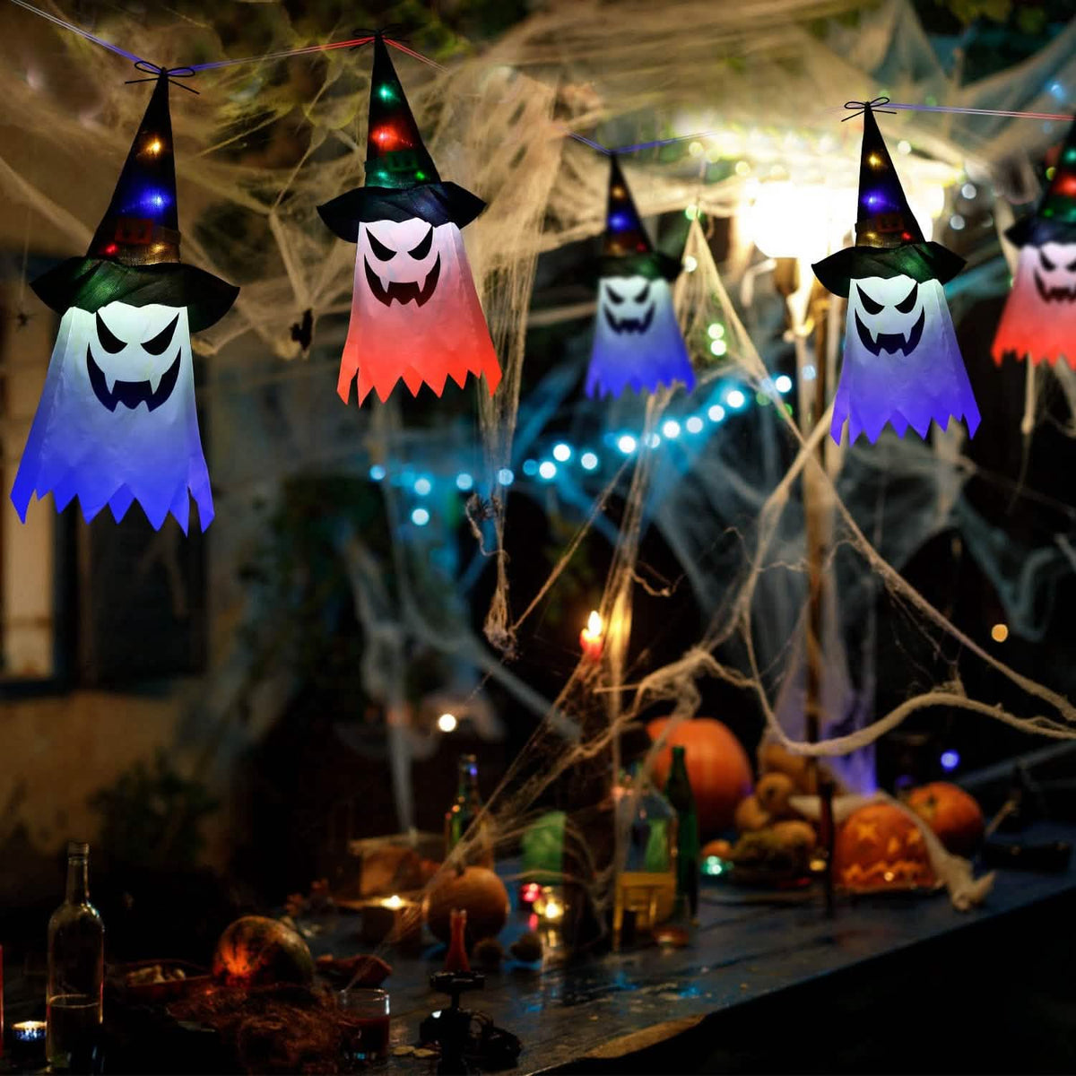Halloween Ghost Witch Hat Hanging Light Lantern Seasonal Decor - Tophatter Daily Deals