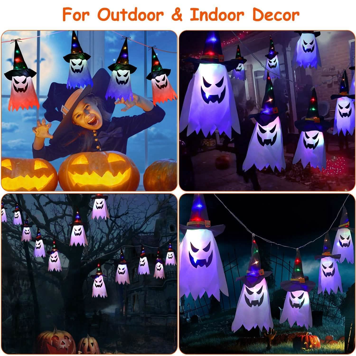 Halloween Ghost Witch Hat Hanging Light Lantern Seasonal Decor - Tophatter Daily Deals