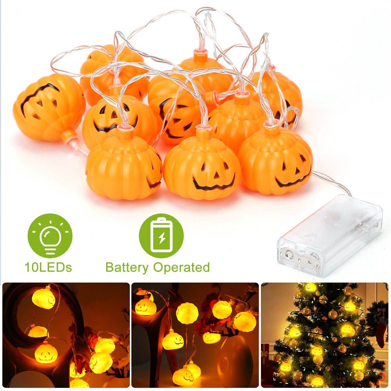 Halloween String Light Pumpkin LED Lamps Battery Powered Seasonal Decor - Tophatter Daily Deals