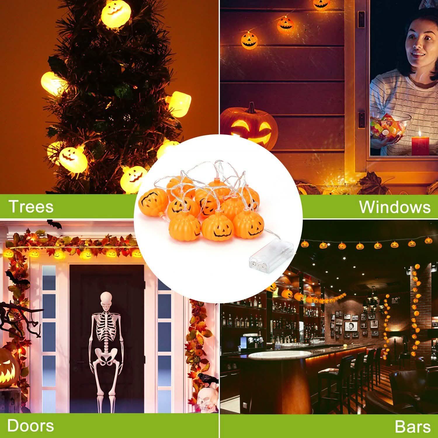 Halloween String Light Pumpkin LED Lamps Battery Powered Seasonal Decor - Tophatter Daily Deals