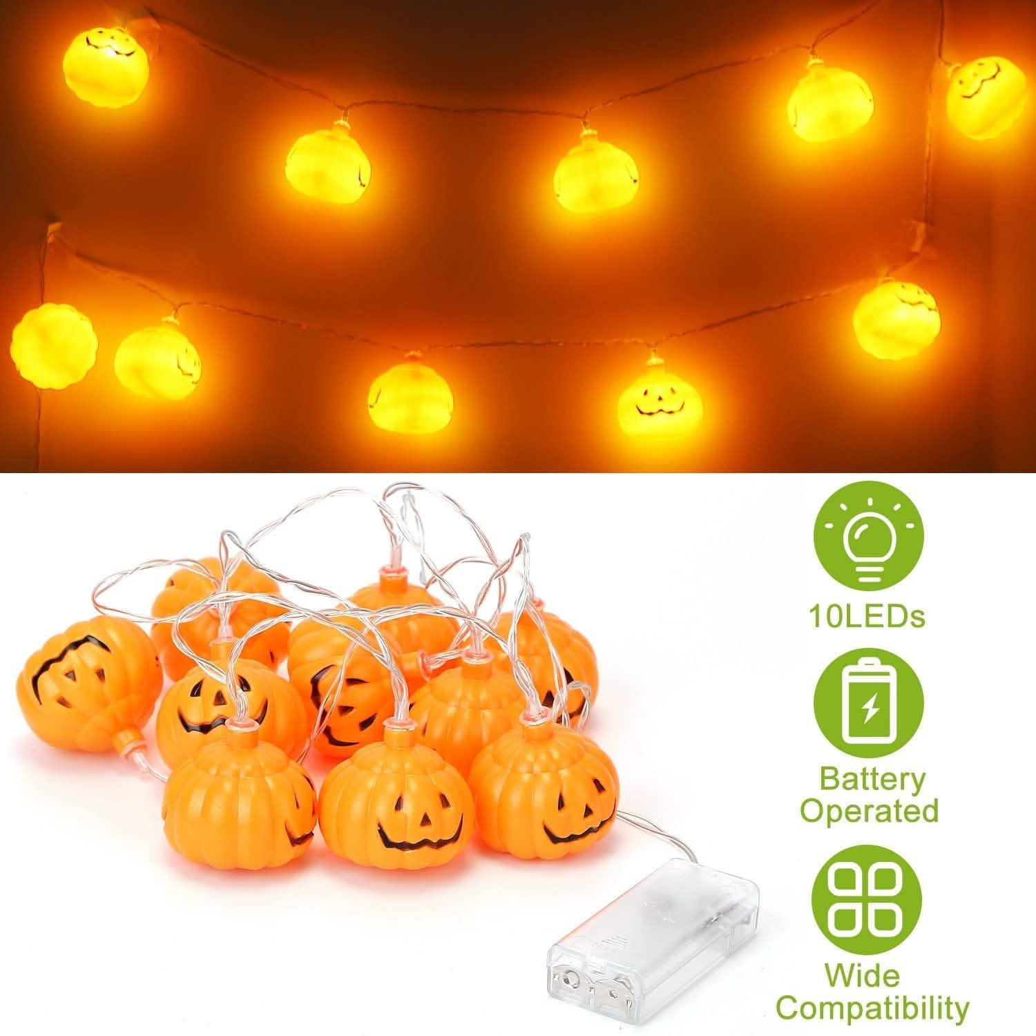 Halloween String Light Pumpkin LED Lamps Battery Powered Seasonal Decor - Tophatter Daily Deals