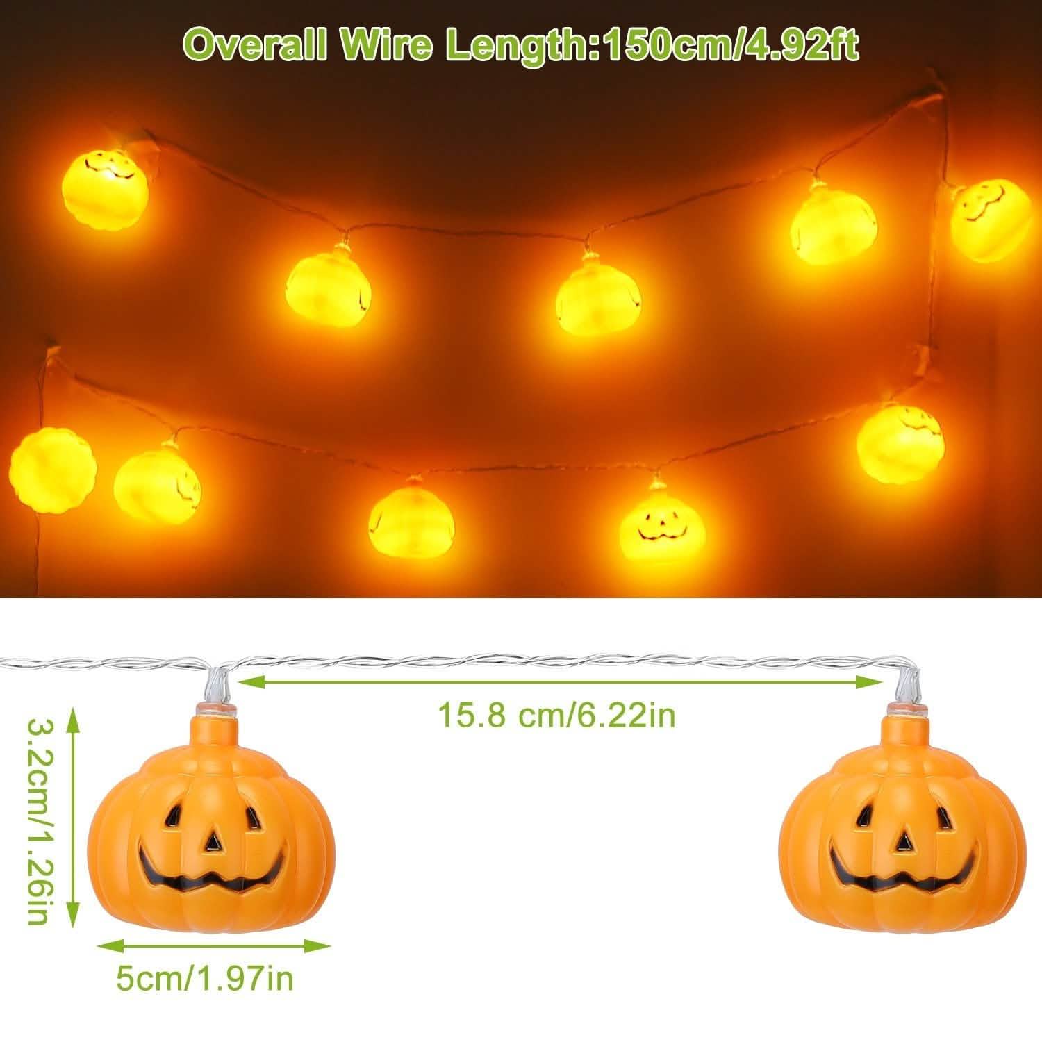 Halloween String Light Pumpkin LED Lamps Battery Powered Seasonal Decor - Tophatter Daily Deals