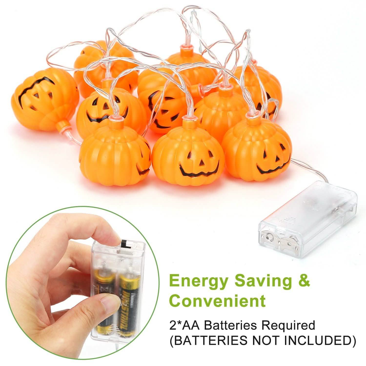 Halloween String Light Pumpkin LED Lamps Battery Powered Seasonal Decor - Tophatter Daily Deals