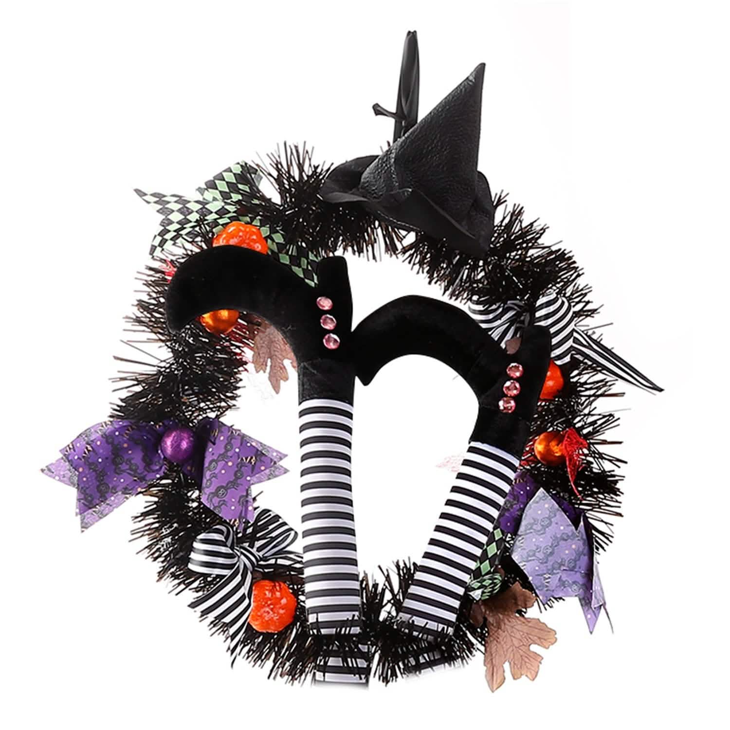 Halloween Witch Wreath Pumpkin Decorations Seasonal Decor - Tophatter Daily Deals